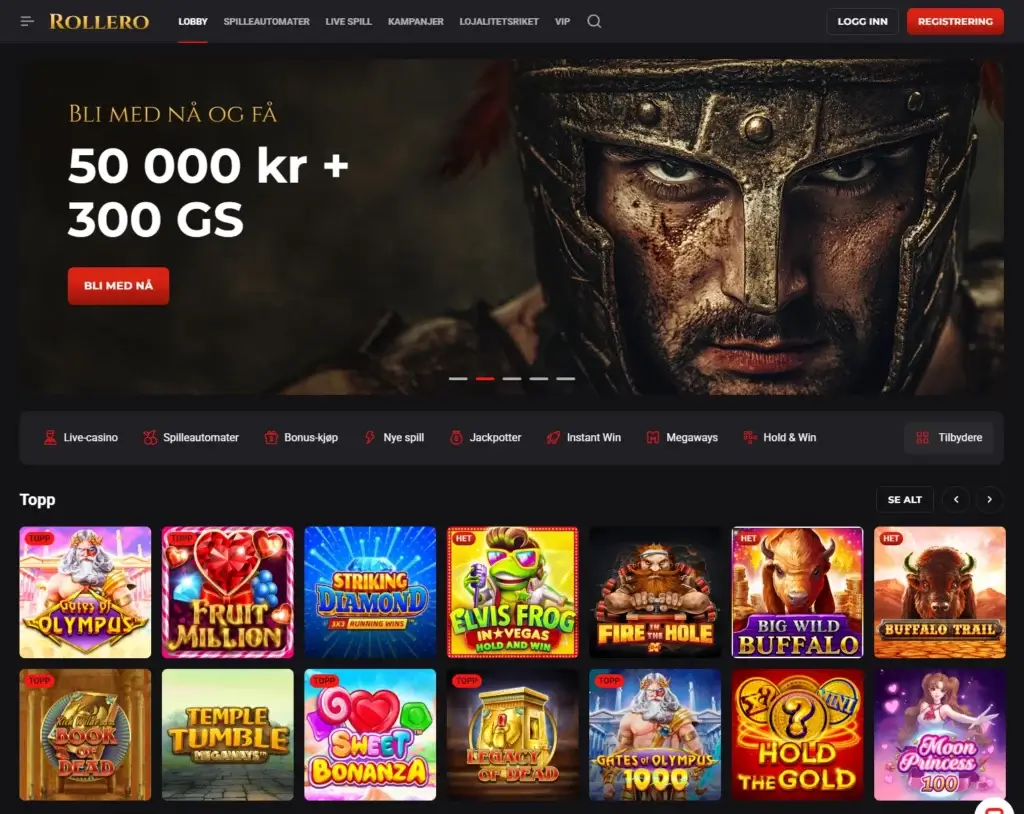 Gå inn på Rollero sin foside