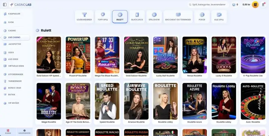 Roulette hos CasinoLab