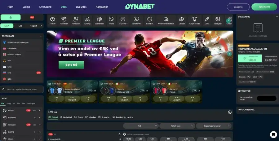 Sportsbetting hos Dynabet