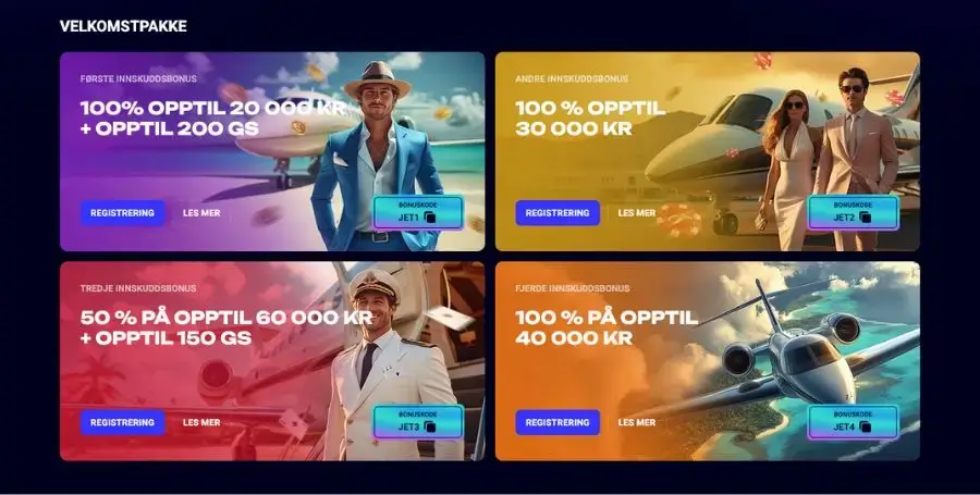 Din velkomstbonus hos Jet4bet
