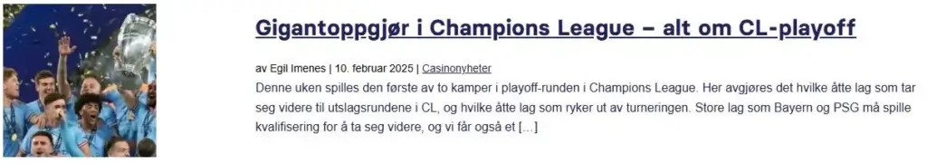 Tidligere nyheter fra Champions League