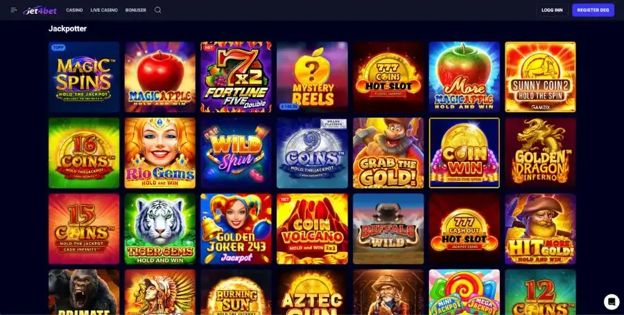 Jackpotspillene hos Jet4bet