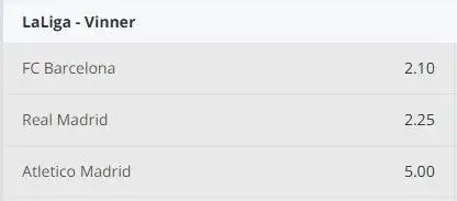 30Bet odds på La Liga