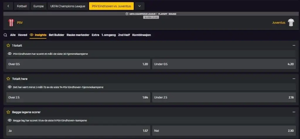 RedDice gir både gode odds og tips på Champions League 