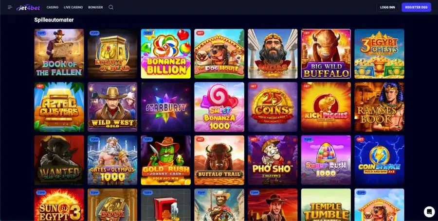 Spilleautomater du finner hos Jet4bet