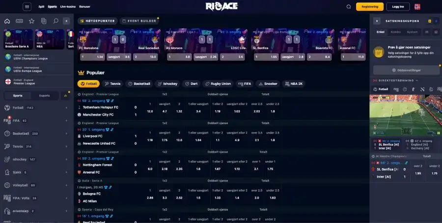 Sportsbetting hos RioAce