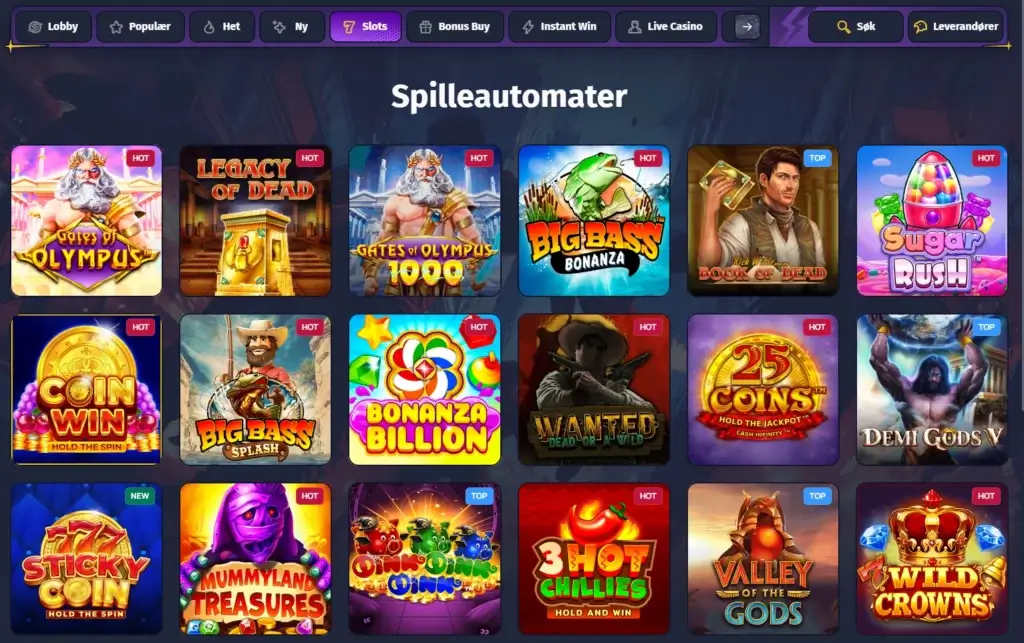 Spilleautomater hos Spinlander