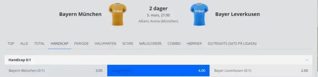 Champions League odds på Bayern - Leverkusen