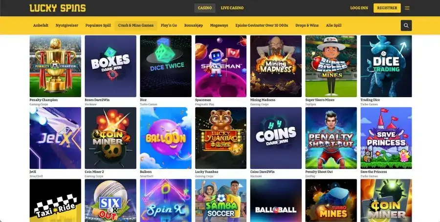 Crashspillene hos Lucky Spins