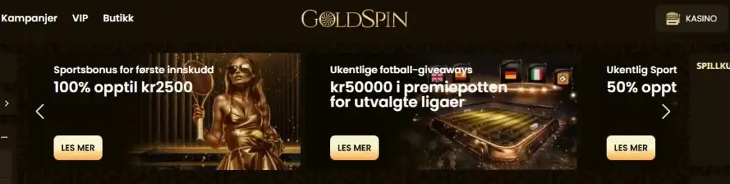 Goldspin velkomstbonus og oddsfordeler