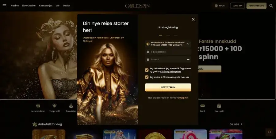 Registrering hos Goldspin
