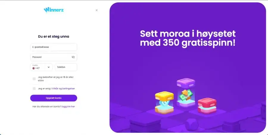 Registrering hos Winnerz