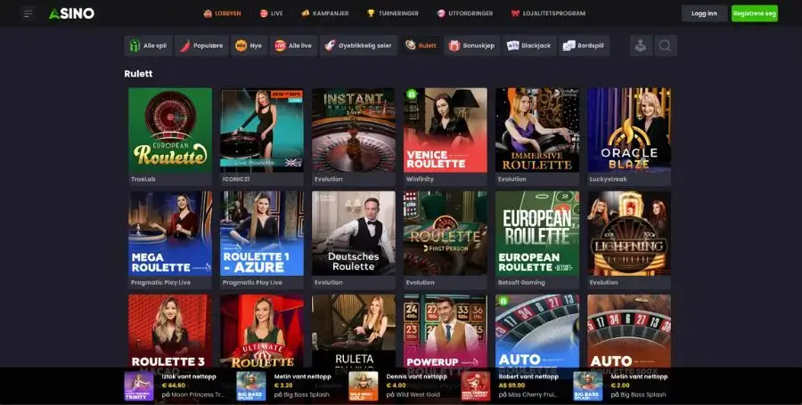 Roulette hos Asino