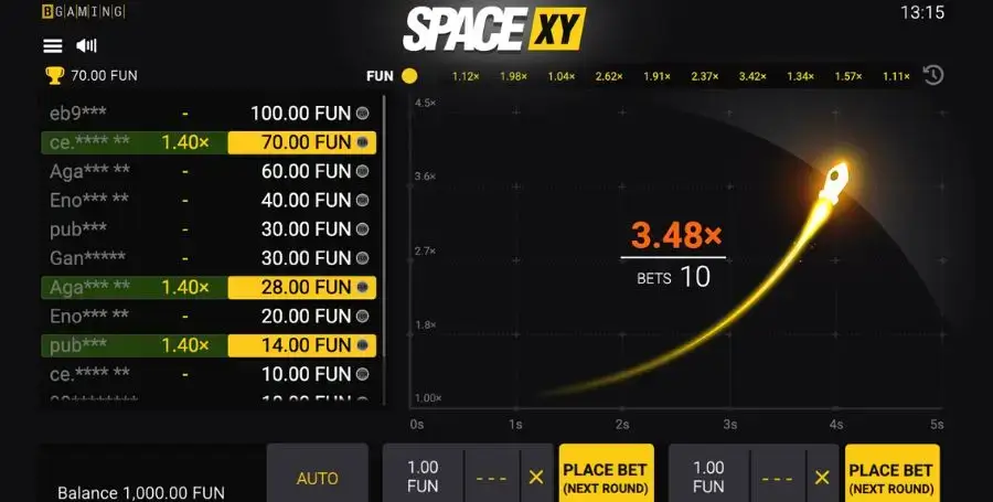 SpaceXY – et crashspill fra BGaming