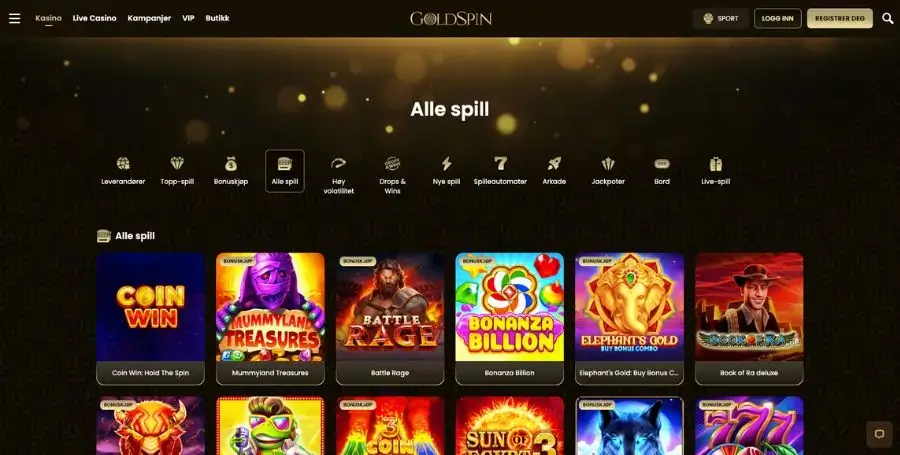 Spillutvalget i casinoet til Goldspin