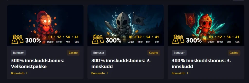 Spill med 300% bonus hos Chancer på de tre første innskuddene