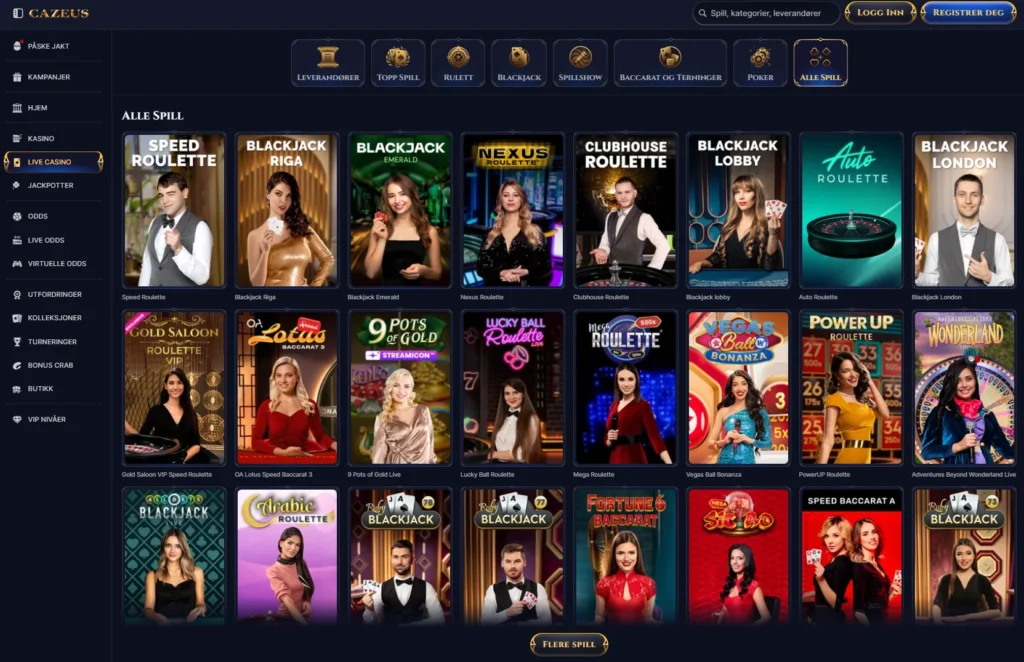 Live Casino hos Cazeus 
