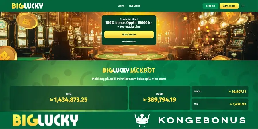 Norsk startside hos Big Lucky