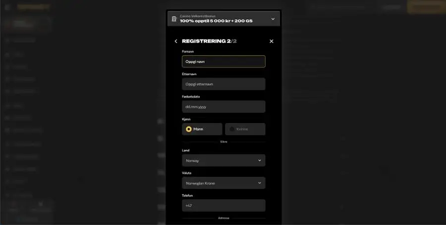 Registrering hos Spinsy