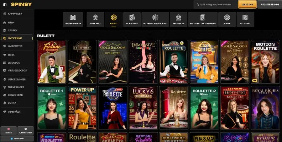 Roulette hos Spinsy