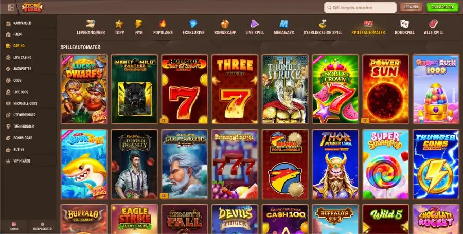 Spilleautomater du finner hos Stonevegas