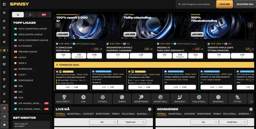 Sportsbetting hos Spinsy