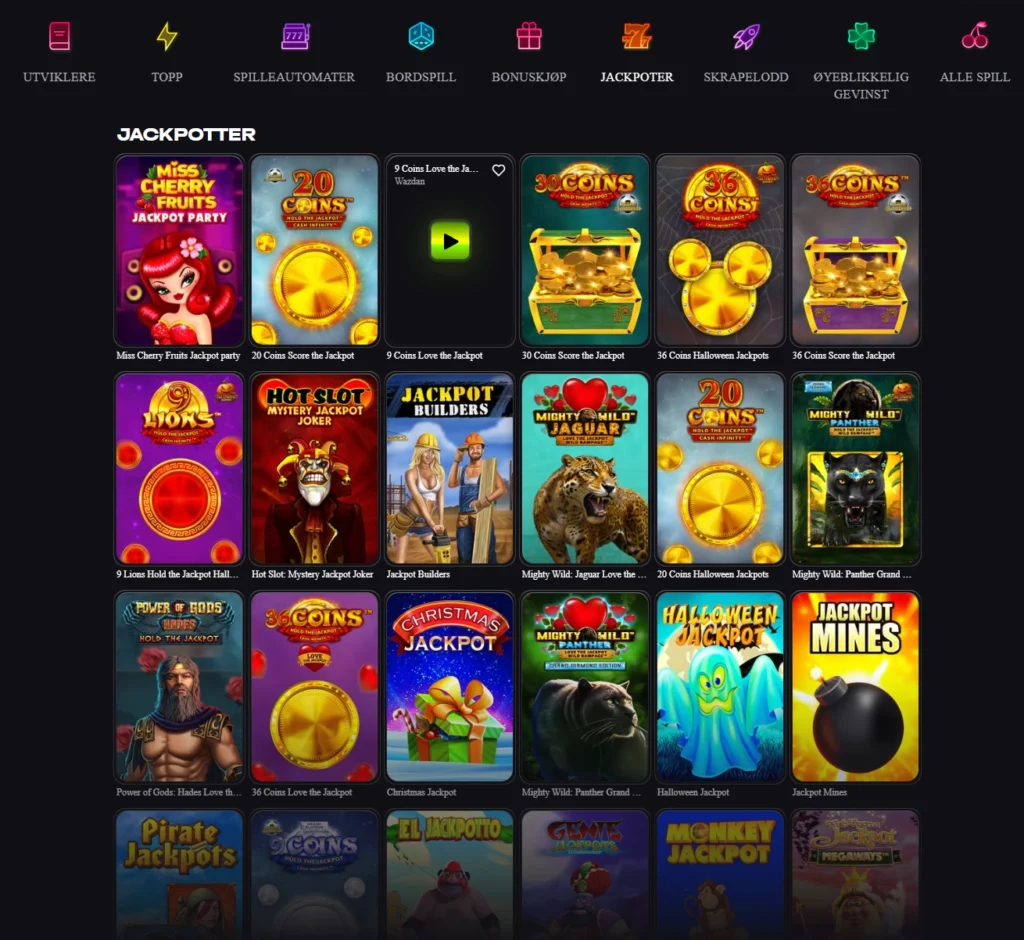 Jackpotspill hos Madcasino
