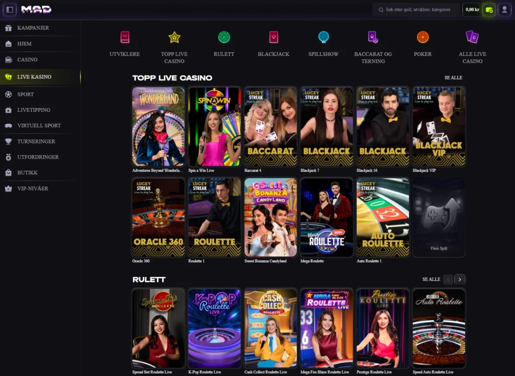 Live Casino hos Madcasino