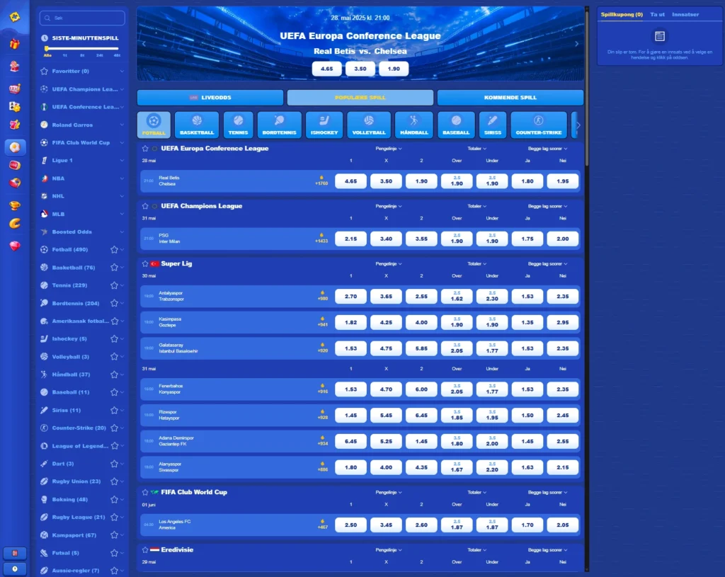Sportsbetting hos Pistolo