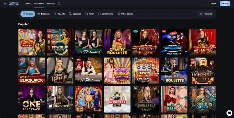 SlotLounge live casino-spill