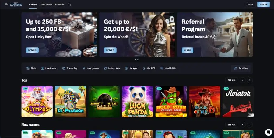 SlotLounge sin norske startside