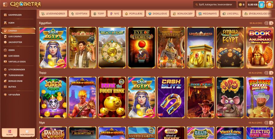Spillutvalget i casinoet til Cleobetra