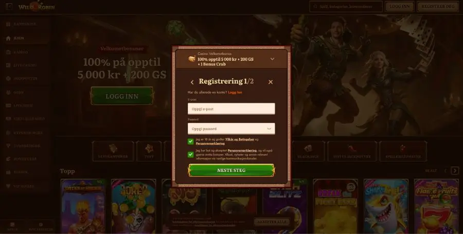 WildRobin registreringsskjema