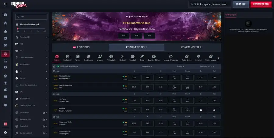 Betting på sport og odds hos MafiaCasino