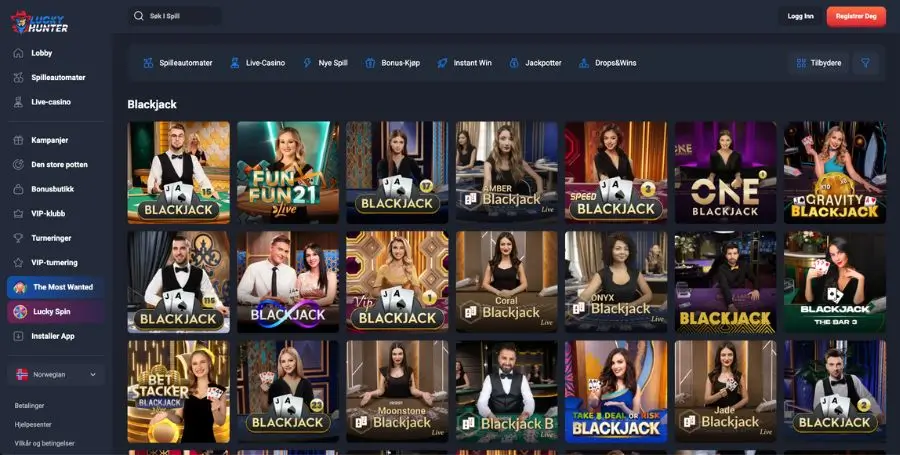 Blackjack hos Lucky Hunter