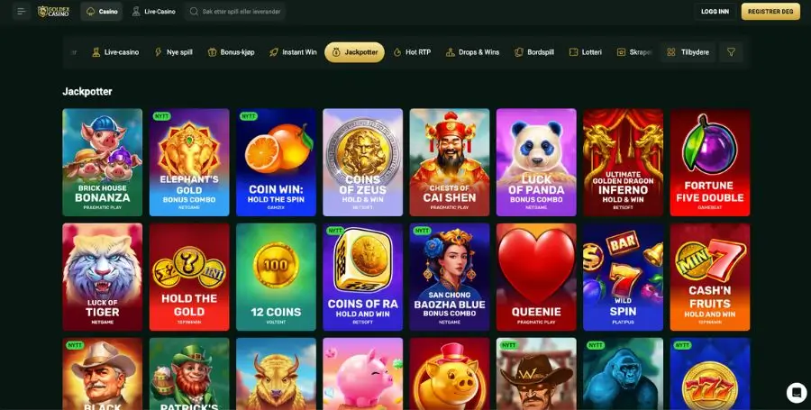 Jackpotspillene hos Goldex Casino