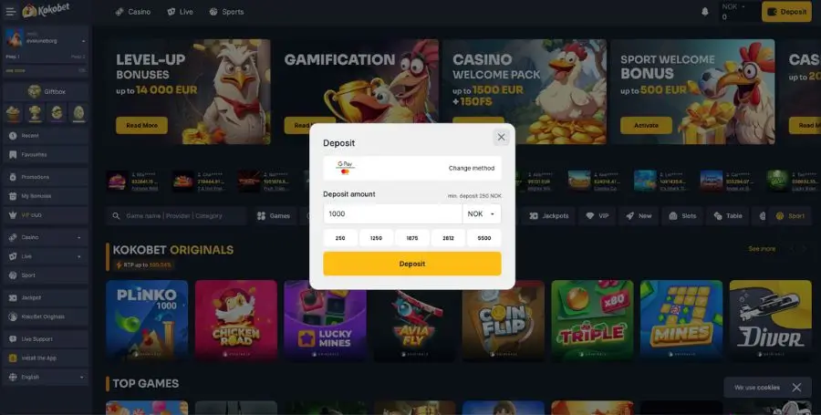 KokoBet innskudd med Google Pay