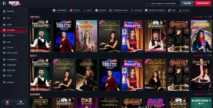 MafiaCasino live casino-spill