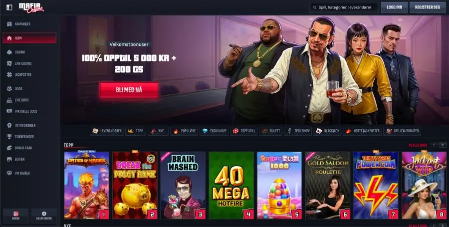 MafiaCasino sin norske startside