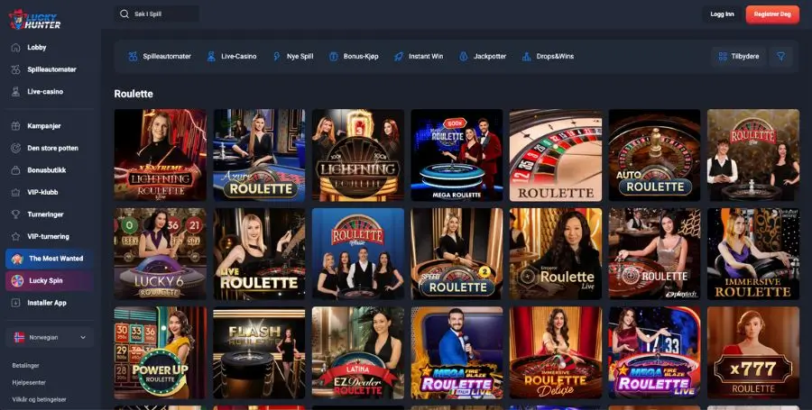 Roulette hos Lucky Hunter