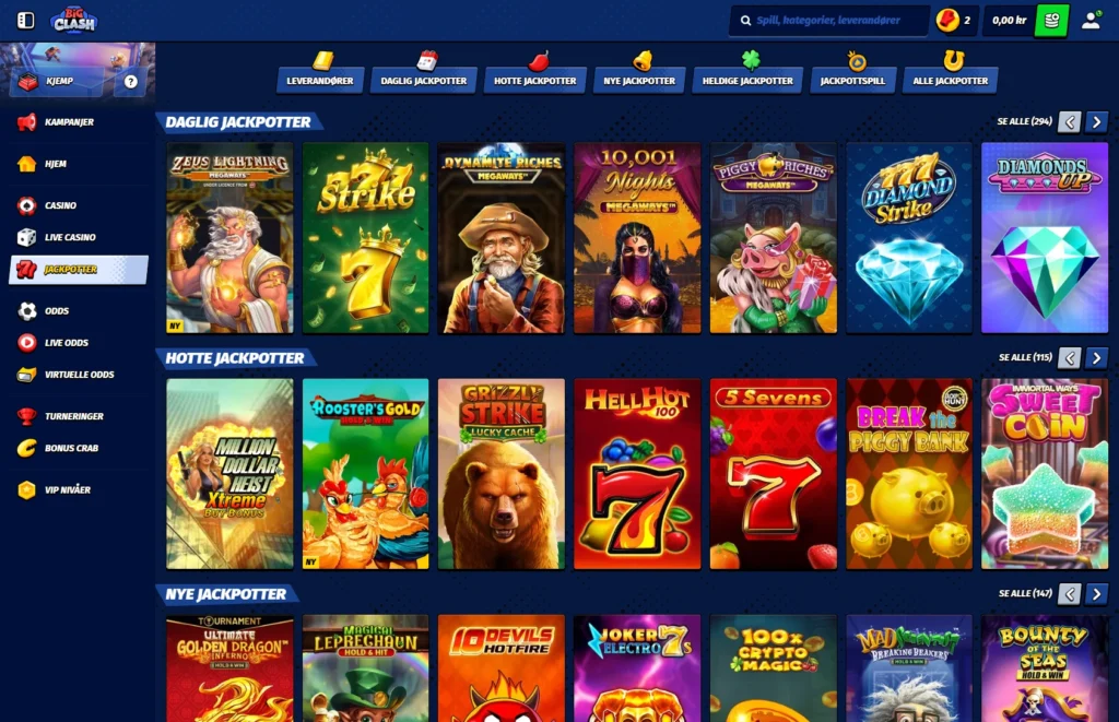 Jackpotspill hos BigClash