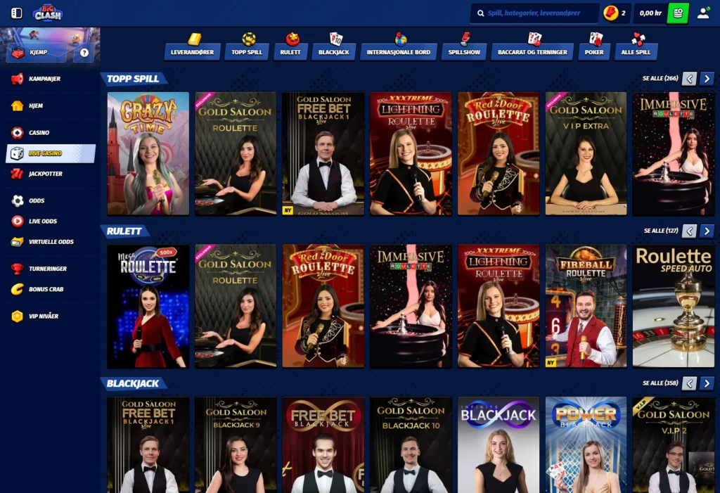 Live casino hos BigClash