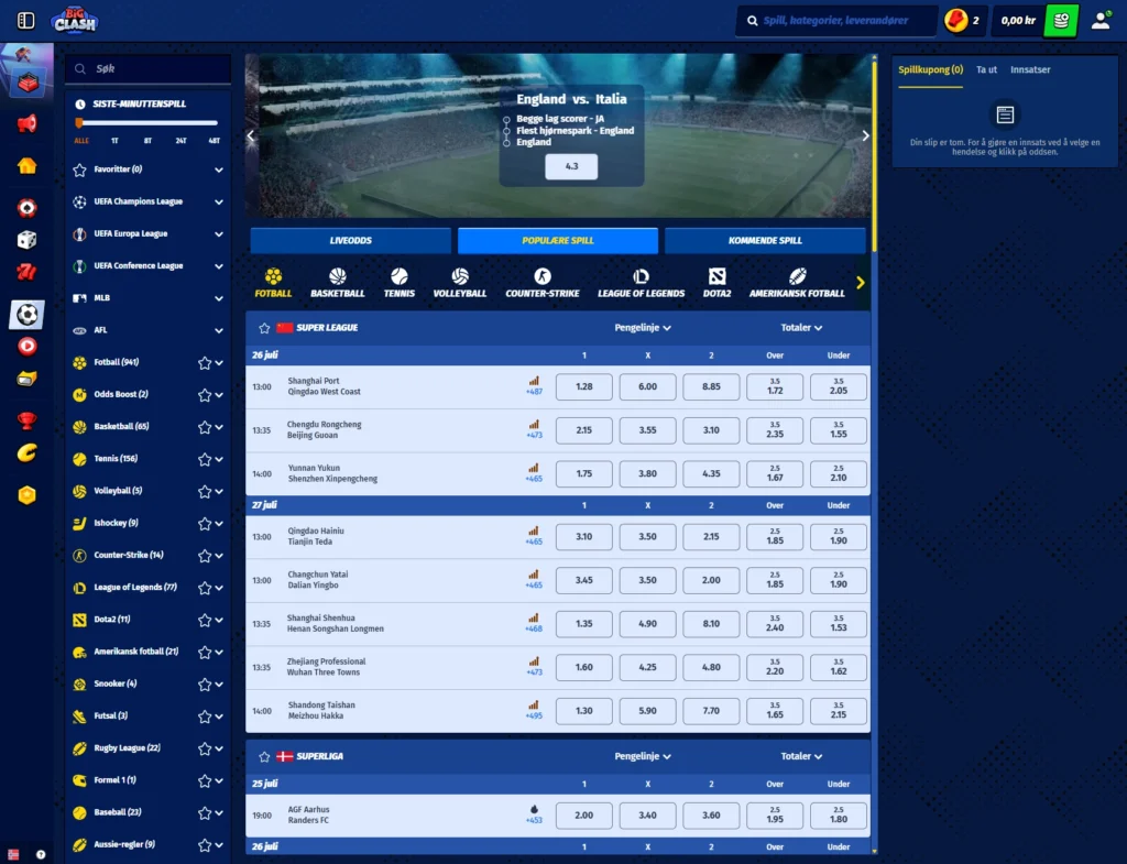 Sportsbetting hos BigClash
