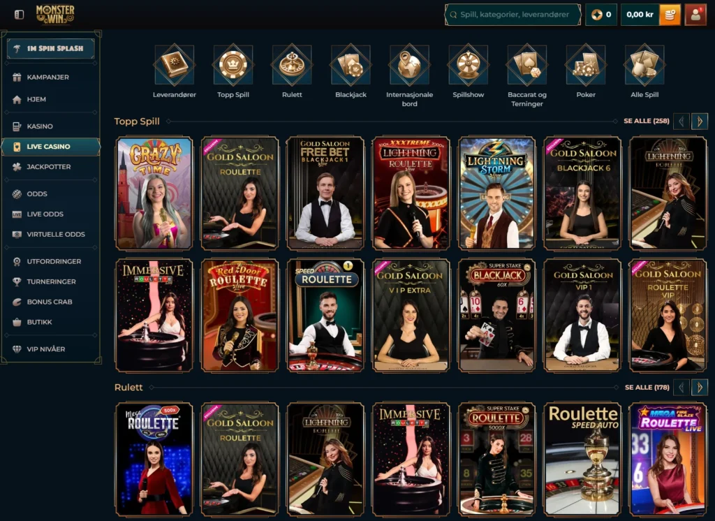 Live Casino hos Monsterwin