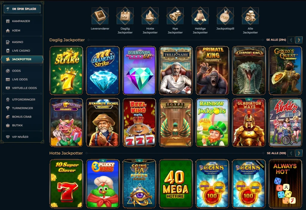 Jackpotspill hos Monsterwin