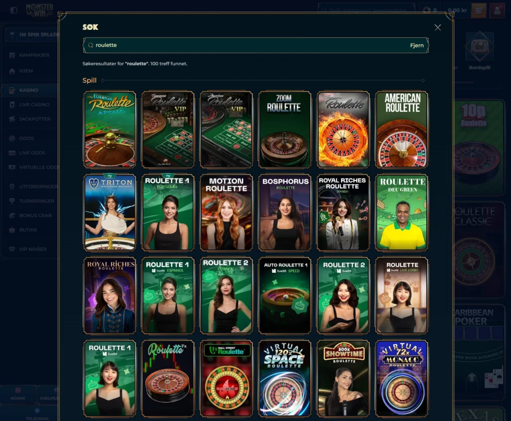 Roulette hos Monsterwin