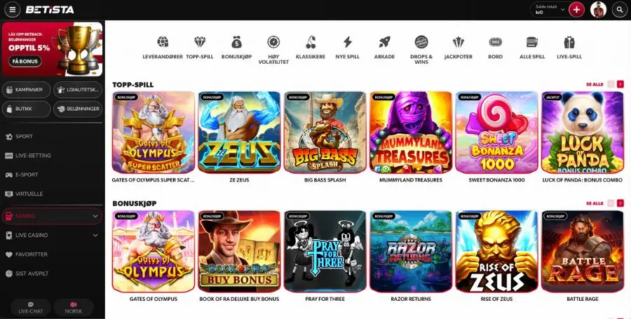 Spillutvalget i casinoet til Betista