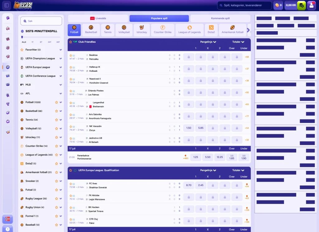 Sportsbetting hos Spinbara 