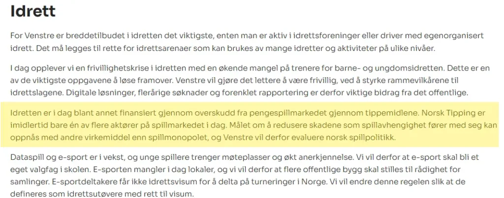 Venstre pengespill politikk