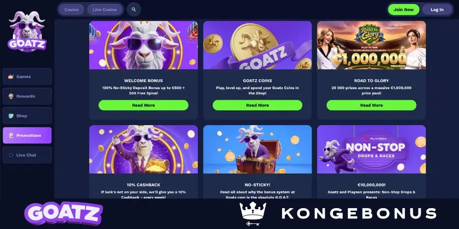 Bonuser og kampanjer hos Goatz